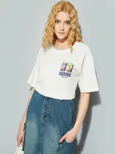 max Women Graphic Printed Round Neck Cotton Relaxed Fit T-shirt