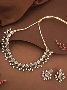 Anouk Gold-Plated American Diamond Studded Necklace And Earrings