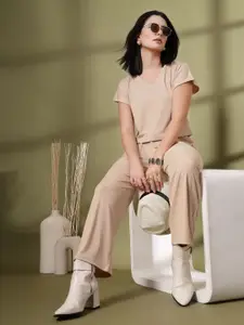 CHKOKKO V-Neck Casual Summer Top With Trousers