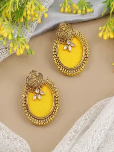 Anouk Gold-Plated Kundan Studded Contemporary Shaped Drop Earrings