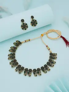 Anouk Gold-Plated Artificial Stones Studded Necklace And Earrings