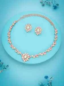 Anouk Gold-Plated Artificial Stone Studded Necklace With Earrings