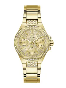 GUESS Women Embellished Stainless Steel Bracelet Style Straps Analogue Watch GW0878L2