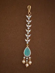 Kushal's Fashion Jewellery Rhodium-Plated Stone Embellished Bridal Pendant Jewellery Set