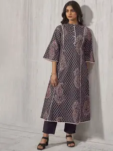 Anouk Ethnic Motifs Printed Gotta Patti Pure Cotton Straight Kurta