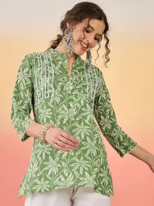 Sangria Tropical Printed Cotton Top