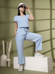 CHKOKKO V-Neck Casual Summer Top With Trousers