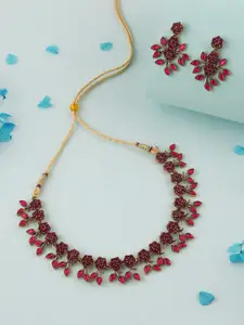 Anouk Gold-Plated American Diamond Studded Necklace With Earrings