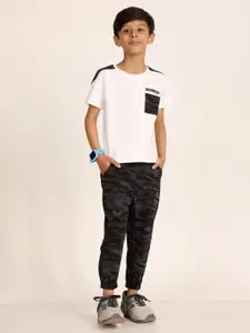 LITTLE NINJA Boys Printed Round Neck Pure Cotton T-Shirt With Jogger