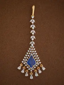 Kushal's Fashion Jewellery Mint Gold-Plated CZ Embellished Bridal Adjustable Finger Ring