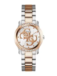 GUESS Women Embellished Dial & Stainless Steel Bracelet Straps Analogue Watch GW0861L5