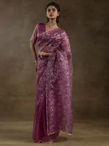 Saree mall Embellished Beads and Stones Organza Ready to Wear Sarees