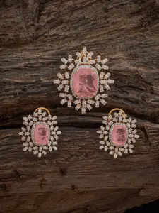 Kushal's Fashion Jewellery Victorian-Plated Zircon Studded Pendant Set