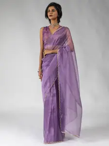 Saree mall Embellished Beads and Stones Organza Ready to Wear Sarees