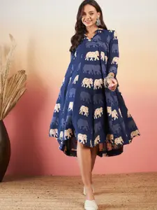 InWeave Floral Print A-Line Midi Dress