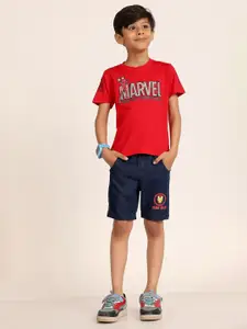 LITTLE NINJA Boys Printed Round Neck Pure Cotton T-Shirt With Shorts