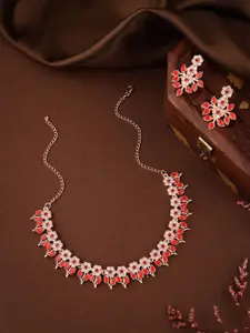 Anouk Gold-Plated Artificial Stone Studded Necklace With Earrings