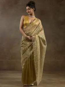 Saree mall Embellished Beads and Stones Organza Ready to Wear Sarees