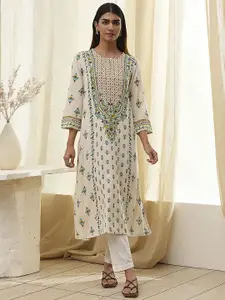 Biba Women Striped Flared Sleeves Kurta