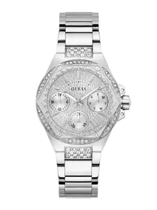 GUESS Women Embellished Dial & Stainless Steel Straps Analogue Watch GW0878L1