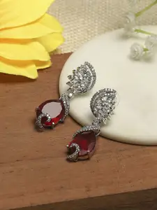 Biba Brass Silver Plated Contemporary Shaped Drop Earrings