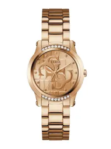 GUESS Women Embellished Dial & Stainless Steel Analogue Watch GW0861L3