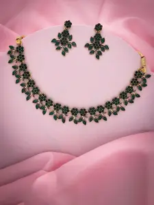 Anouk Gold-Plated Artificial Stones Studded Necklace And Earrings