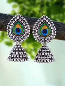 DIVASTRI Set of 5 Silver-Plated Oxidized Dome Shaped Jhumkas