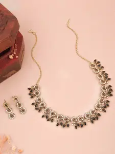 Anouk Gold-Plated Artificial Stone-Studded Necklace And Earrings