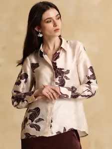 Kazo Women Floral Opaque Printed Party Shirt