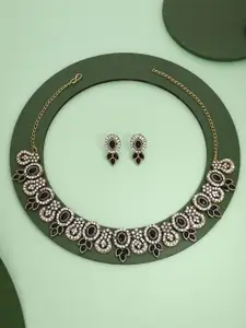 Anouk Gold-Plated Artificial Stones-Studded Necklace and Earrings