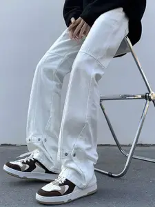 HERE&NOW Men Clean Look Wide Leg Jeans