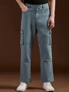 THE BEAR HOUSE Men's Cotton Solid Straight Fit Cargo Pants