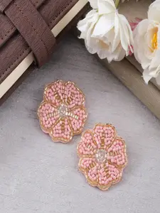 Sangria Gold Plated Artificial Beaded Floral Shaped Studs