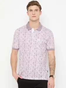 Duke Men Geometric Printed Polo Collar Cotton T-shirt