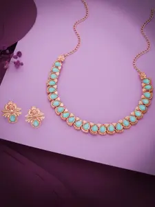 Anouk Gold-Plated Artificial Stone-Studded Necklace And Earrings