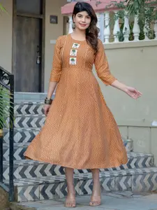 Anouk Print Fit And Flare Midi Dress