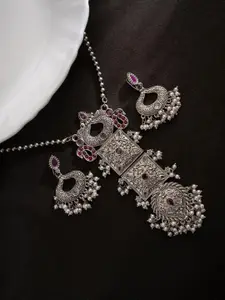 PANASH Silver-Plated Beaded Necklace and Earrings