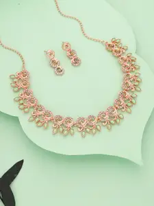 Anouk Gold-Plated Artificial Stone-Studded Necklace And Earrings