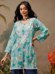 ADA Women Floral Embroidered  Thread Work Kurti