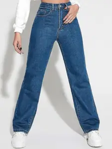 DressBerry Women Comfort Straight Fit High-Rise Light Fade Acid Wash Stretchable Jeans