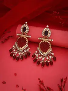 Anouk Gold Plated Artificial Beaded Contemporary Drop Earrings