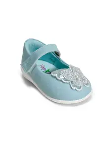 KazarMax Hopits Girls Sky Blue with Butterfly Mary Jane Shoes Ballerina Flat