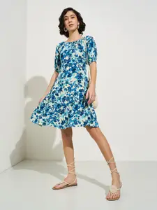Honey by Pantaloons Floral Print Puff Sleeve Fit & Flare Dress