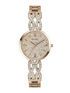 GUESS Women Embellished Dial & Bracelet Style Straps Analogue Watch GW0868L4