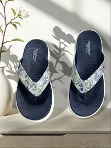 KazarMax Women White Green Floral Print Thong Slippers