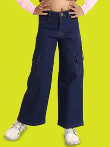 ADBUCKS Girls Wide Leg High-Rise Stretchable Cargo Styles Jeans