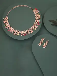 Anouk Gold-Plated Artificial Stones-Studded Necklace and Earrings