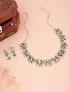 Anouk Gold-Plated Artificial Stone-Studded Necklace And Earrings