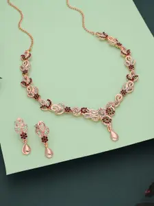 Anouk Gold-Plated Artificial Stone-Studded Necklace And Earrings